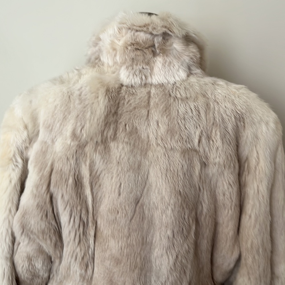Winter White and Light Taupe Rabbit Coat - Picture 10 of 13